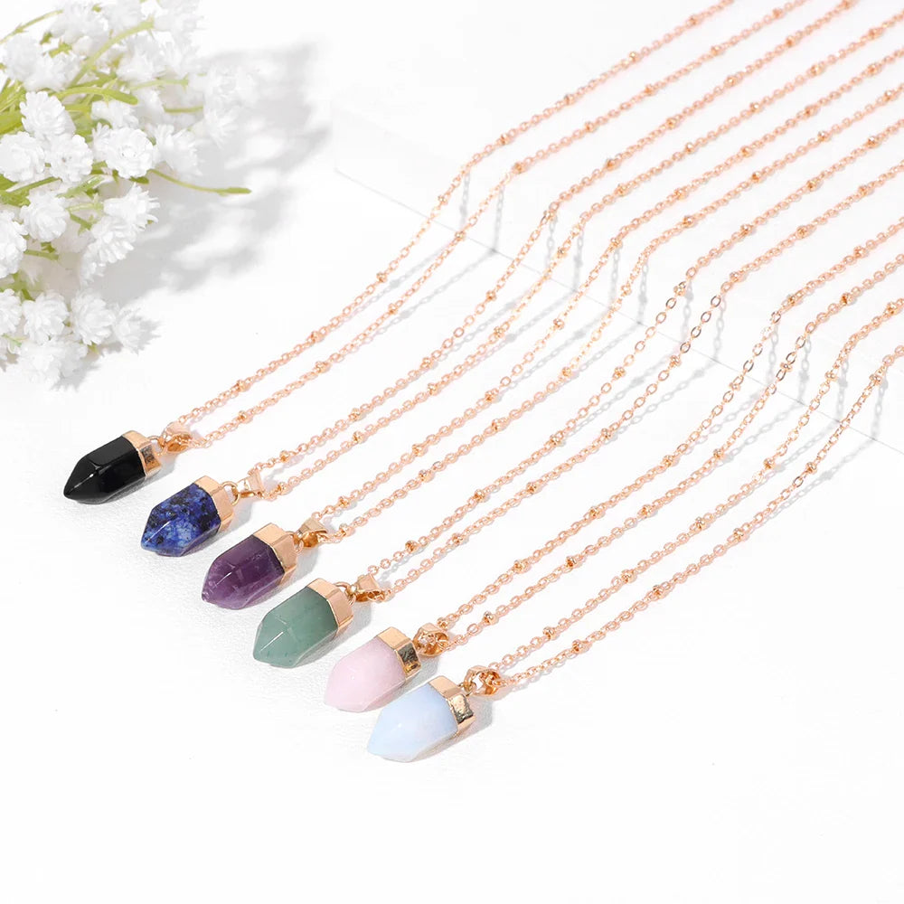 Crystal Point Gold Pendant Necklaces | necklace | Wiccan Center