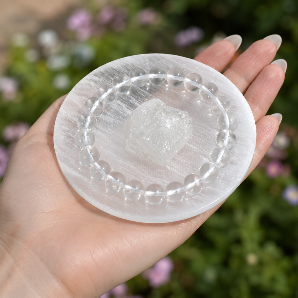 Crystal Quartz Gift Set For Emotional Support and Protection, Crystal Polished Gemstones. | Merkaba & Platonic Solids | Wiccan Center