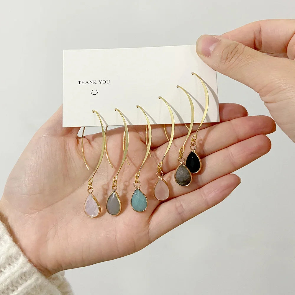 Crystal Faceted Teardrop Gold Earrings | earrings | Wiccan Center
