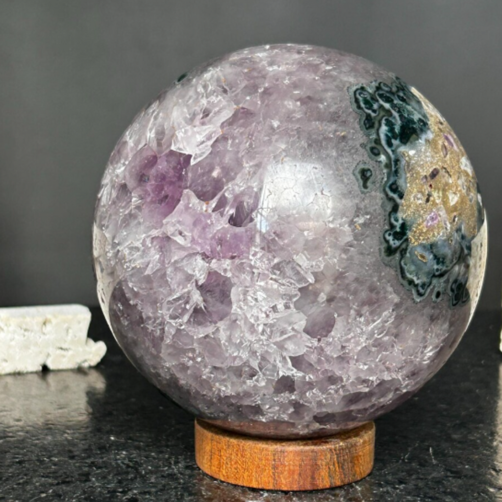 Crystal purple amethyst - Gem stone amethyst sphere | Amethyst Geodes | Wiccan Center