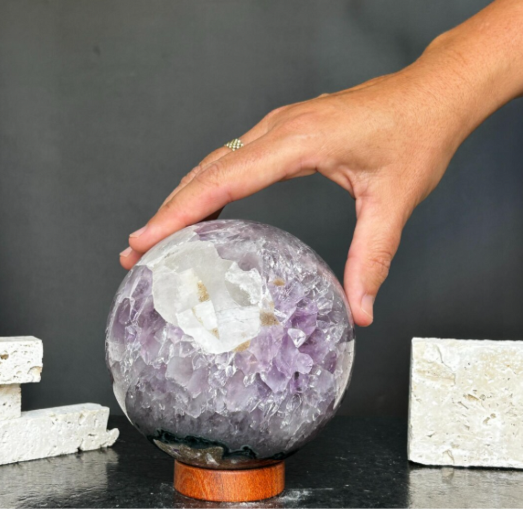 Crystal purple amethyst - Gem stone amethyst sphere | Amethyst Geodes | Wiccan Center