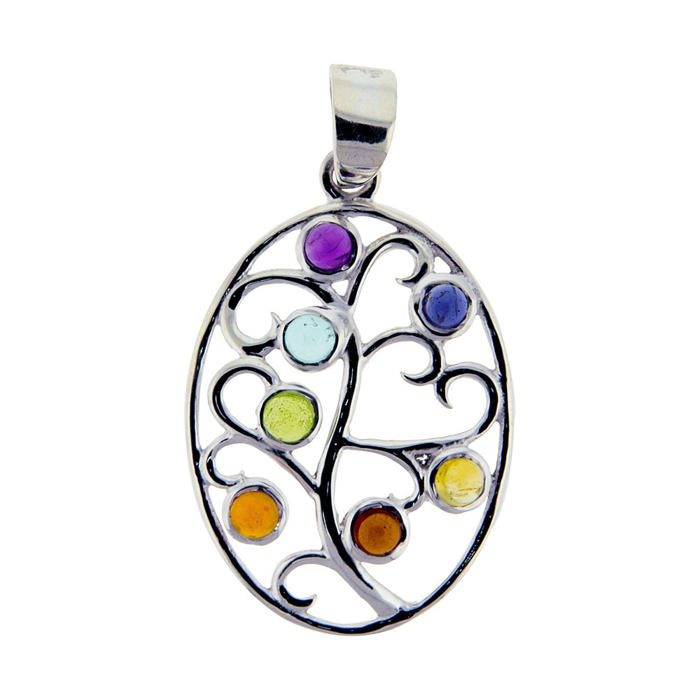 Curly Tree Chakra Earrings with Semi-Precious Stones | Pendant | Wiccan Center