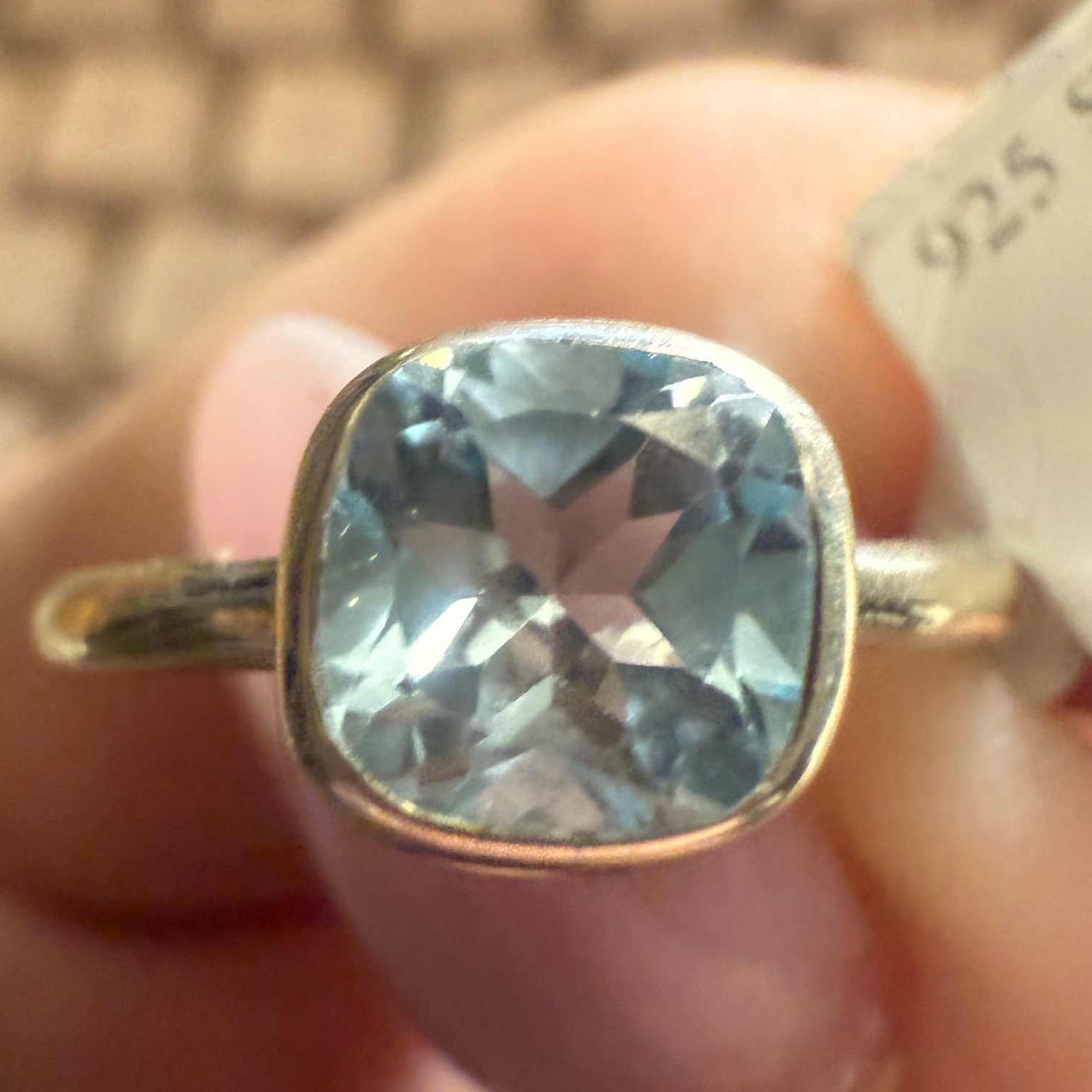 Cushion-Cut Bezel Blue Topaz Ring in Sterling Silver | Rings | Wiccan Center