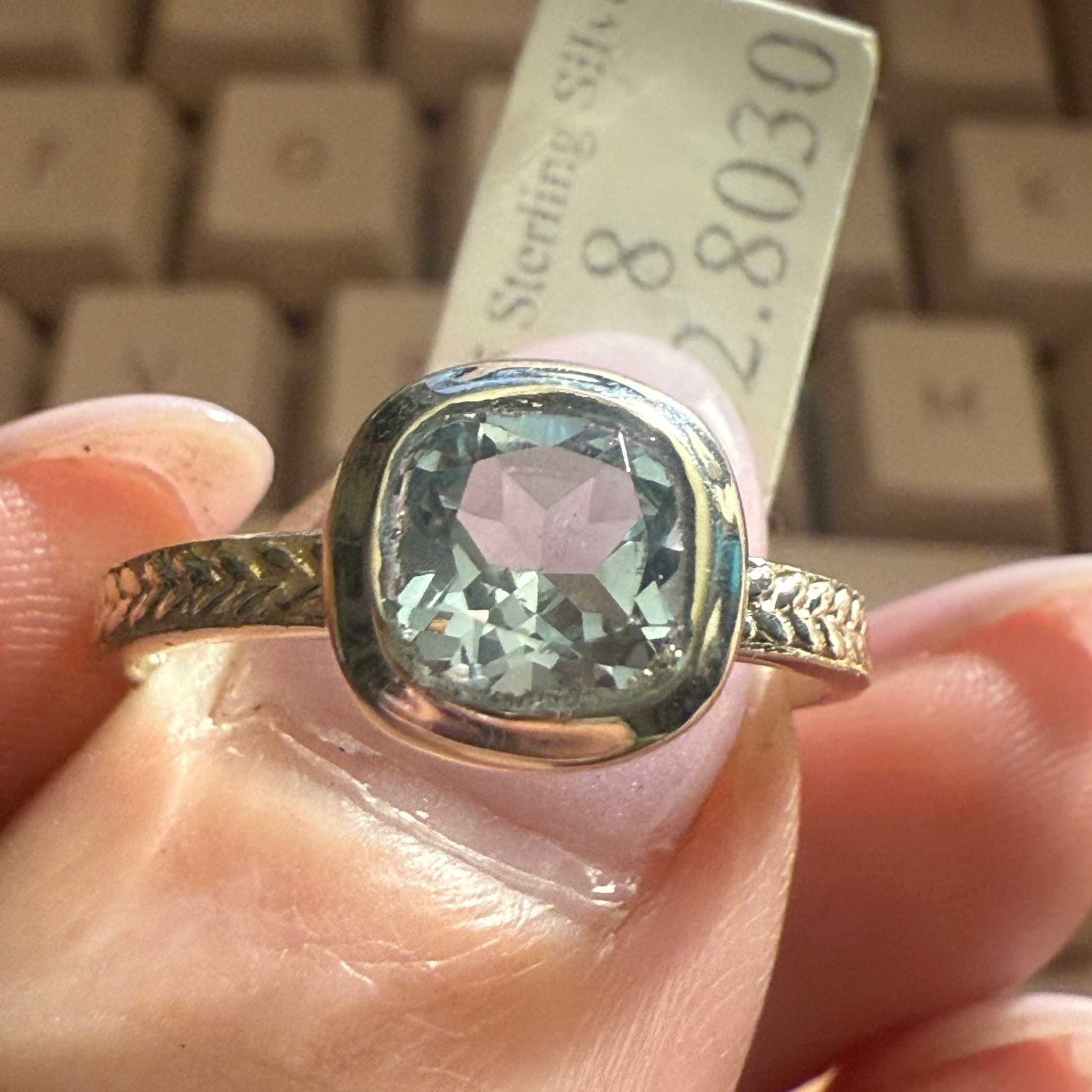 Sterling Silver Cushion-Cut Blue Topaz Ring (Size 8) | Rings | Wiccan Center