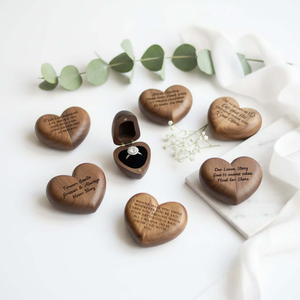Custom Engraved Proposal Ring Box – Wooden Diamond Ring Gift Box