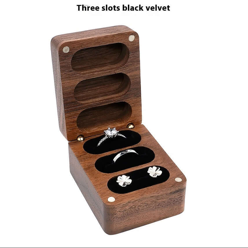 Custom Walnut Wedding Ring Box Luxury Wooden Jewelry Proposal Box