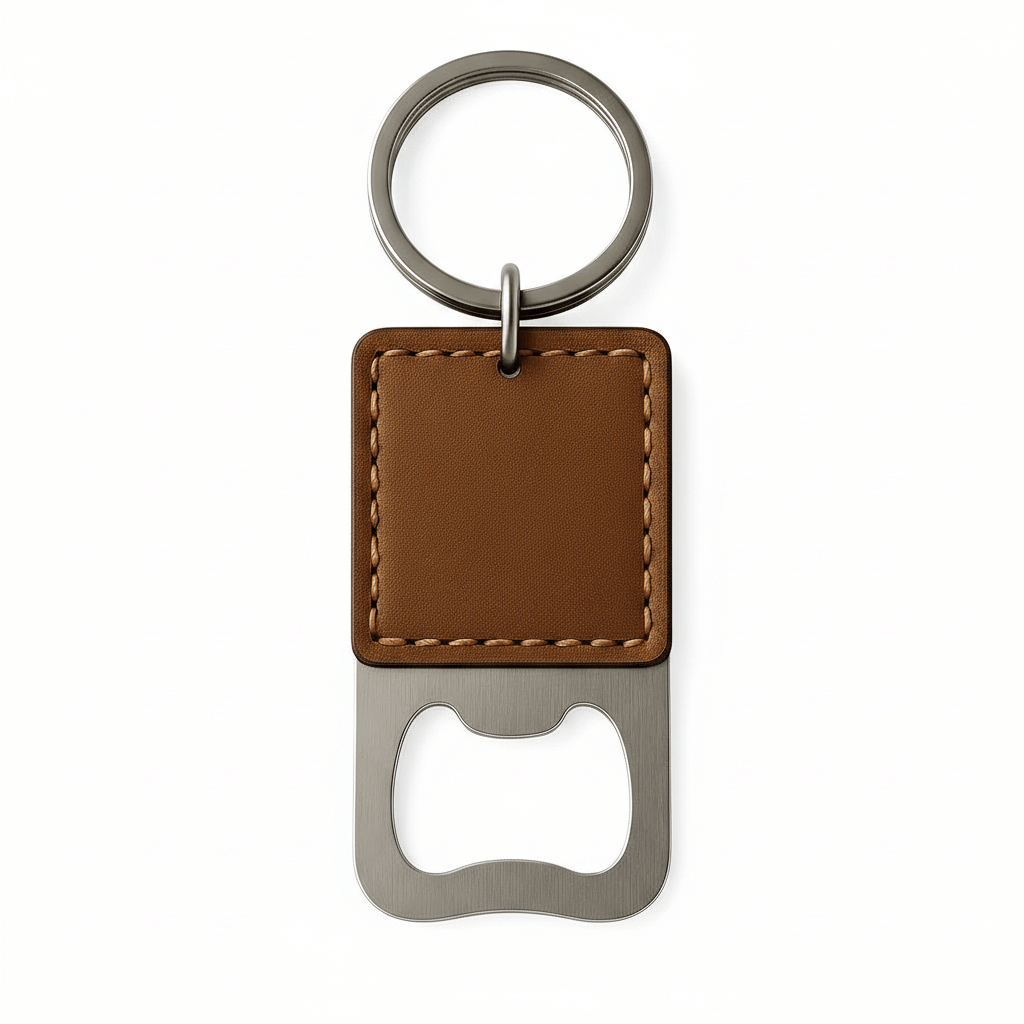 Custom leather keychain bottle opener customize laser engraving