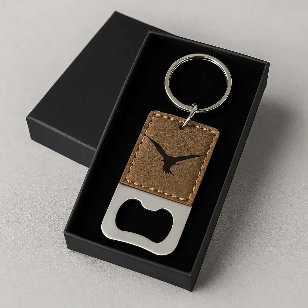 Custom leather keychain bottle opener customize laser engraving