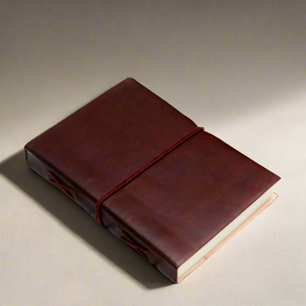 Rustic Dark Brown 5x7 Leather Journal - Unlined & Tree-Free Paper | Journal | Wiccan Center