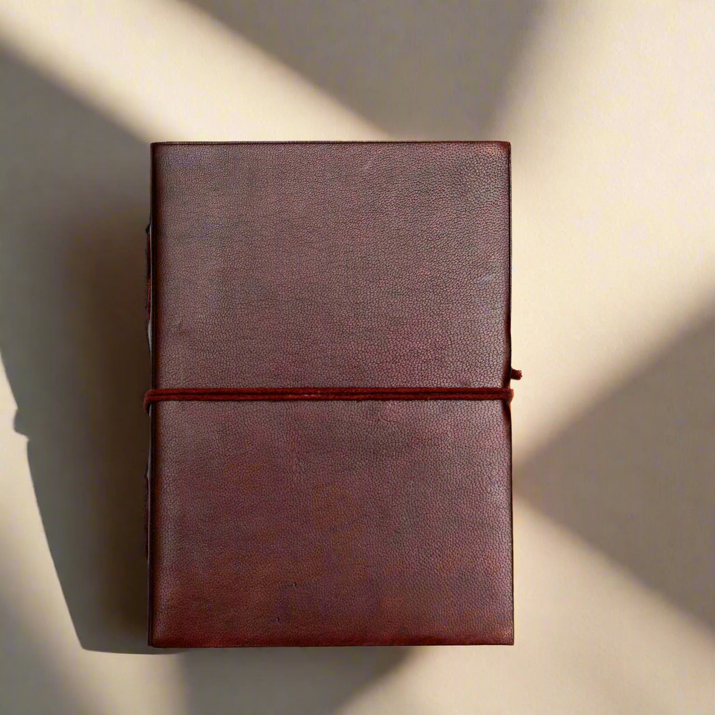 Rustic Dark Brown 5x7 Leather Journal - Unlined & Tree-Free Paper | Journal | Wiccan Center