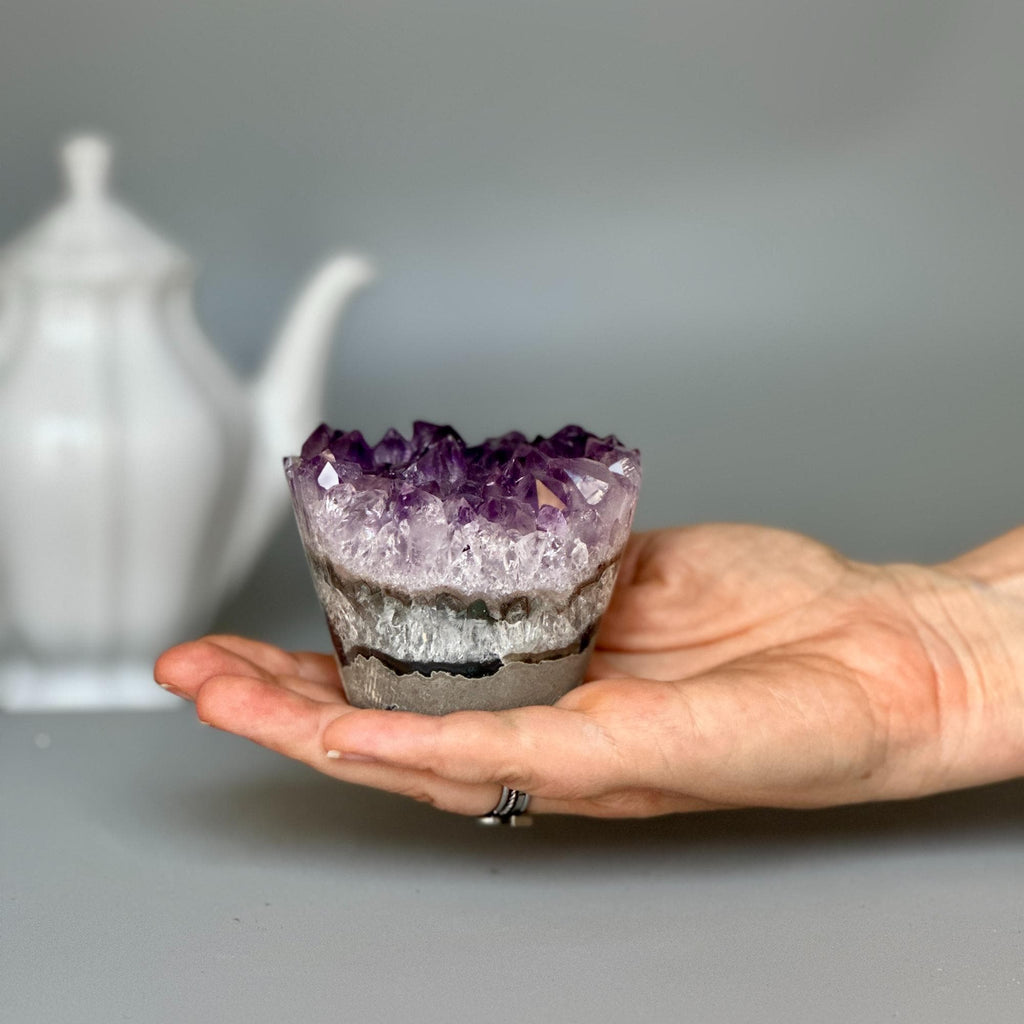 Amethyst Cupcake, A quality cupcake-shaped amethyst with agate banded, Everlast Christmas Gift, Funny Geode Crystal | | Wiccan Center