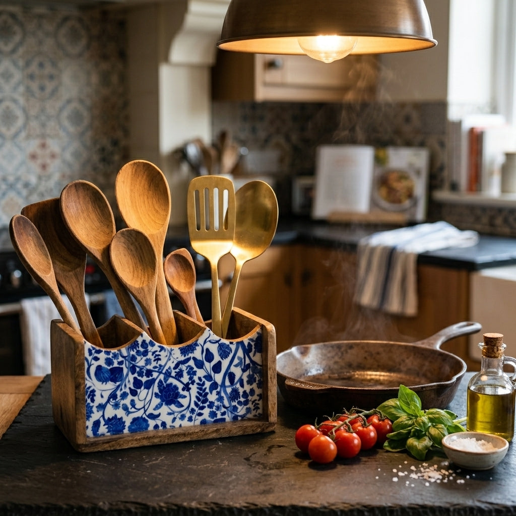 Mango Wood Cutlery Stand