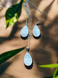 Rose Quartz drop necklace and earrings