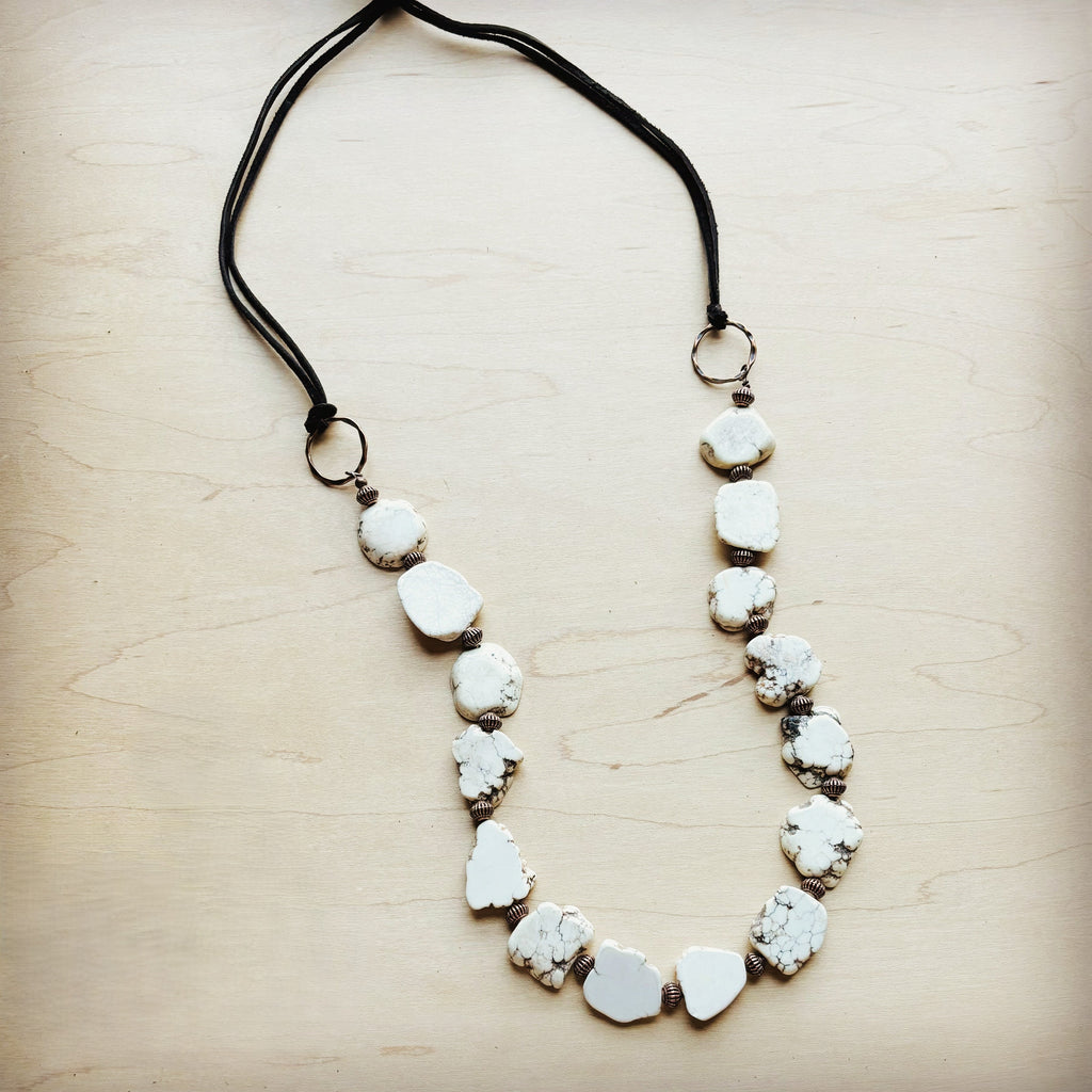 White Turquoise Slab Necklace with Leather Closure 228O | Necklace | Wiccan Center