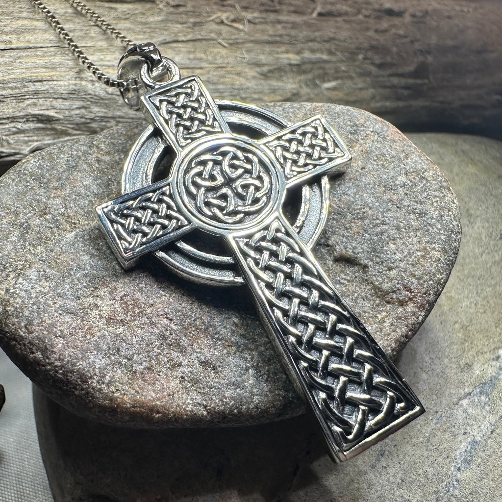 Macaille Celtic Cross Necklace in Sterling Silver | Pendant | Wiccan Center