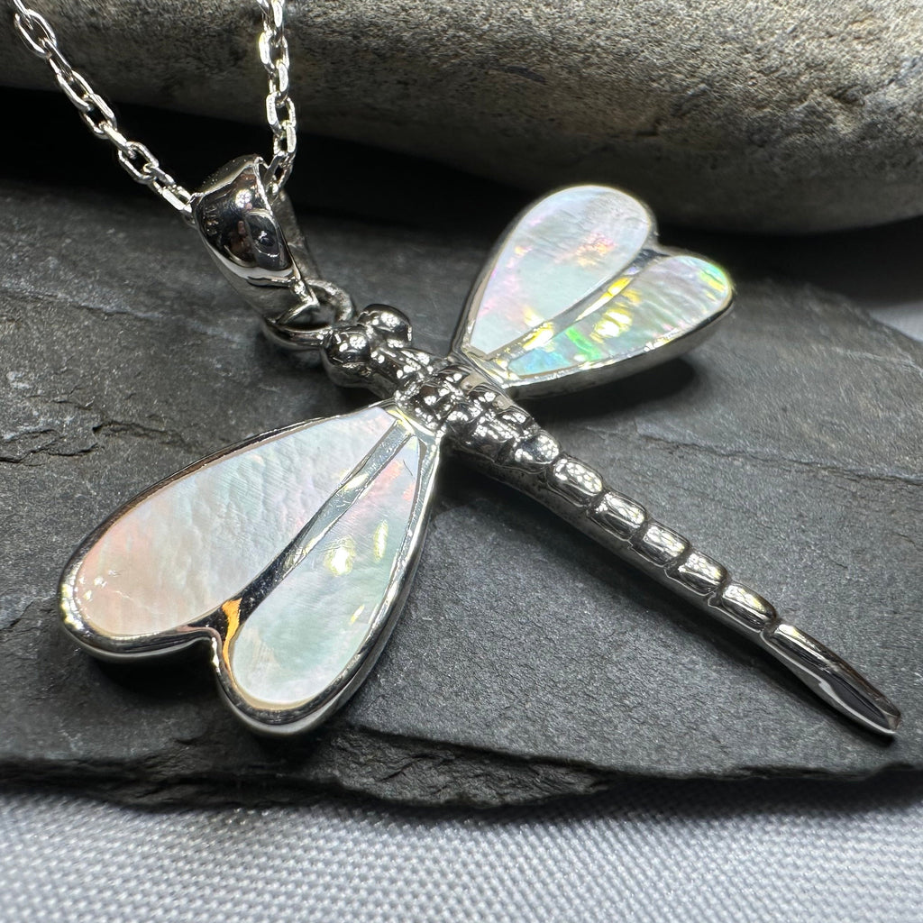 Shimmering Dragonfly Necklace in Sterling Silver | Pendant | Wiccan Center
