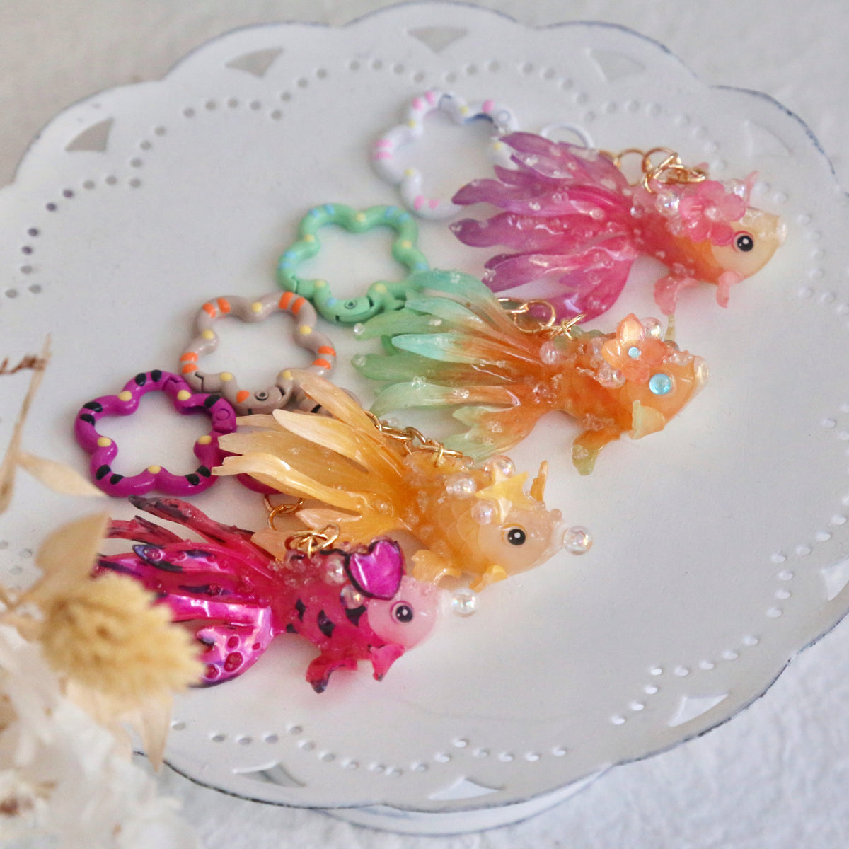 SALE - Goldfish Flower Key/ Bag Charms