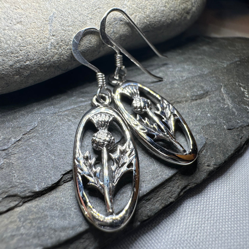 Wildwood Scottish Thistle Earrings in Sterling Silver | Post Earrings | Wiccan Center