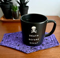 Spiderweb Coffin Mug Rug - Halloween Coffee Coaster