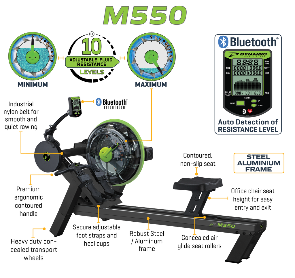 Dynamic Fluid Rower - M550 | Pilates Rower | Wiccan Center