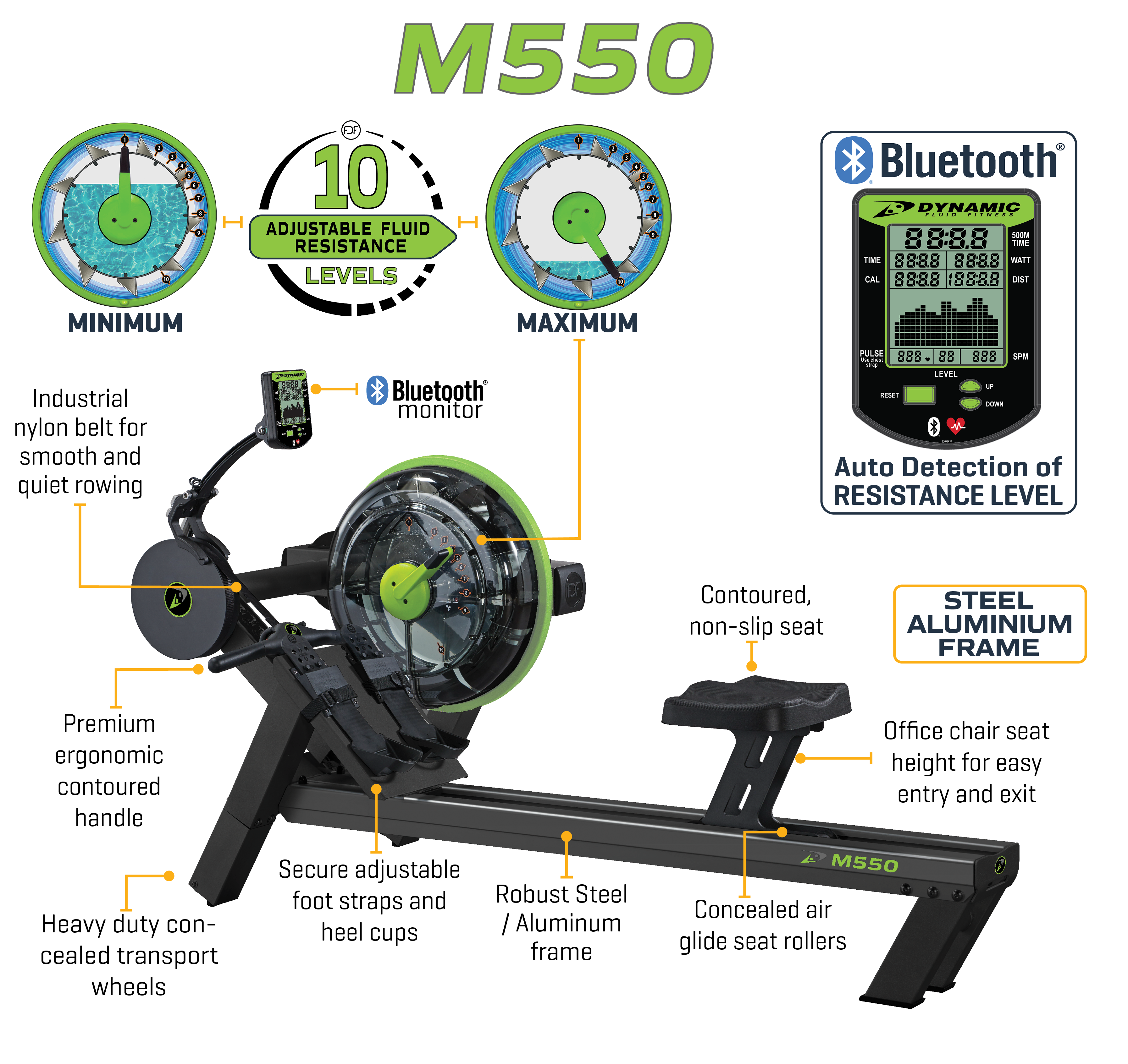 Dynamic Fluid Rower - M550 | Pilates Rower | Wiccan Center