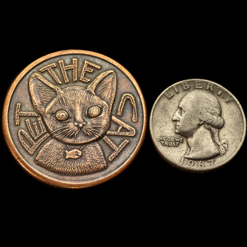 Pet the Cat / Flip Again Copper Decision Maker Coin | Artwork | Wiccan Center