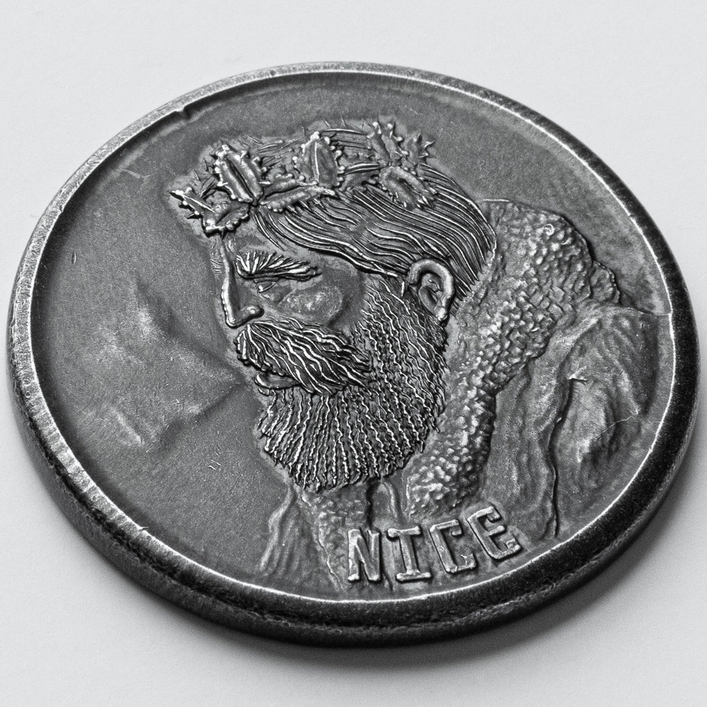 Naughty or Nice Decision Maker - Krampus Black Iron Coin | Artwork | Wiccan Center