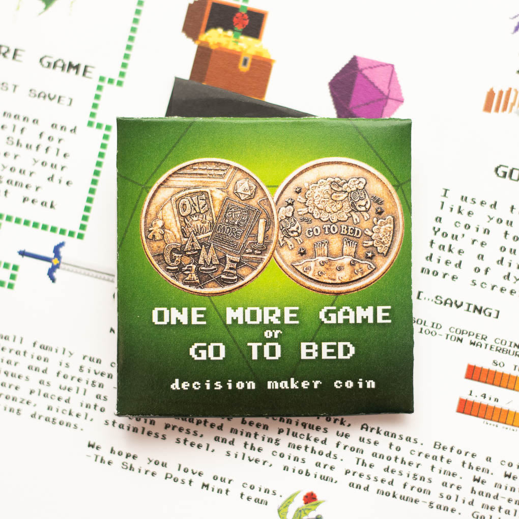 One More Game / Go to Bed Copper Decision Maker Coin | Artwork | Wiccan Center