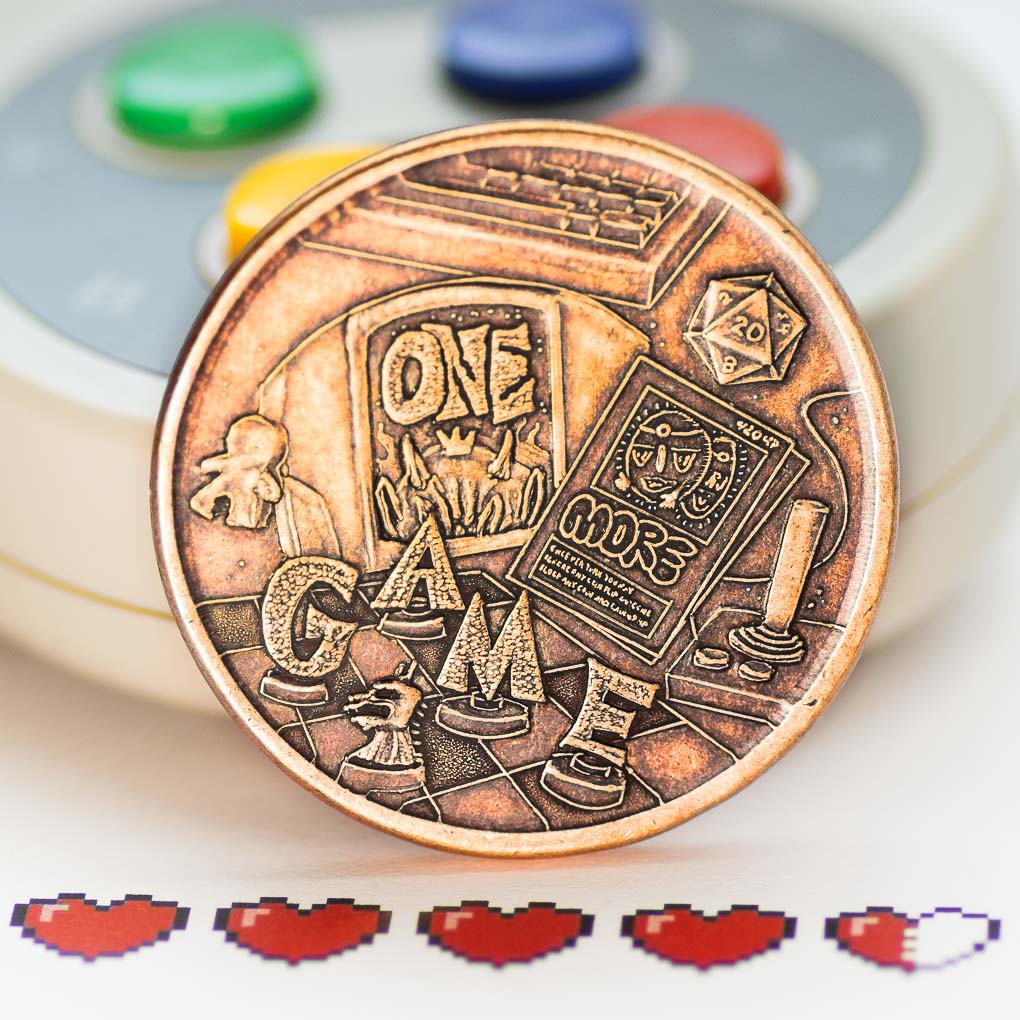 One More Game / Go to Bed Copper Decision Maker Coin | Artwork | Wiccan Center