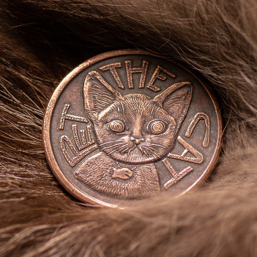 Pet the Cat / Flip Again Copper Decision Maker Coin | Artwork | Wiccan Center