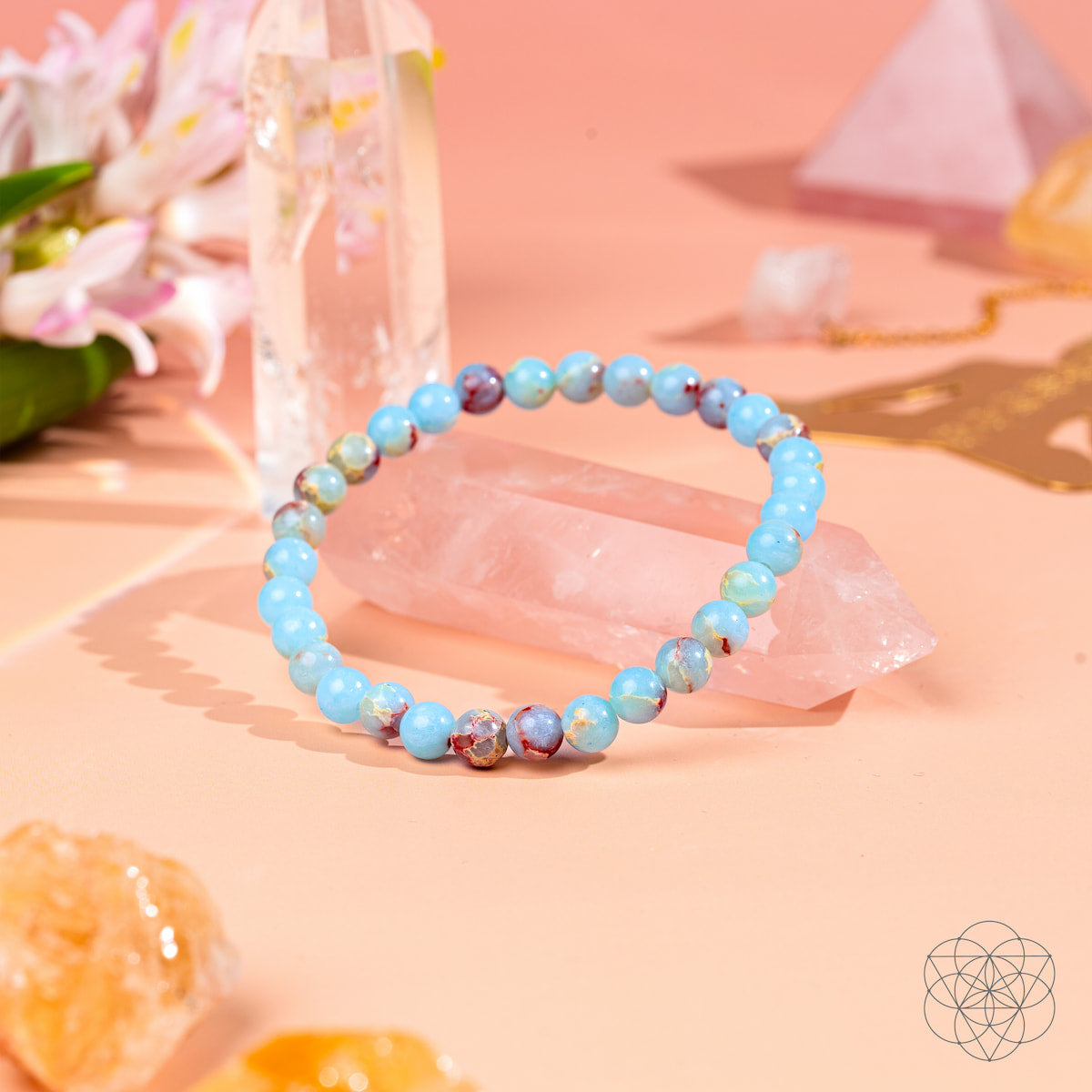 Empath’s Shield – Aqua Terra Jasper Bracelet | 6mm | Bracelet | Wiccan Center