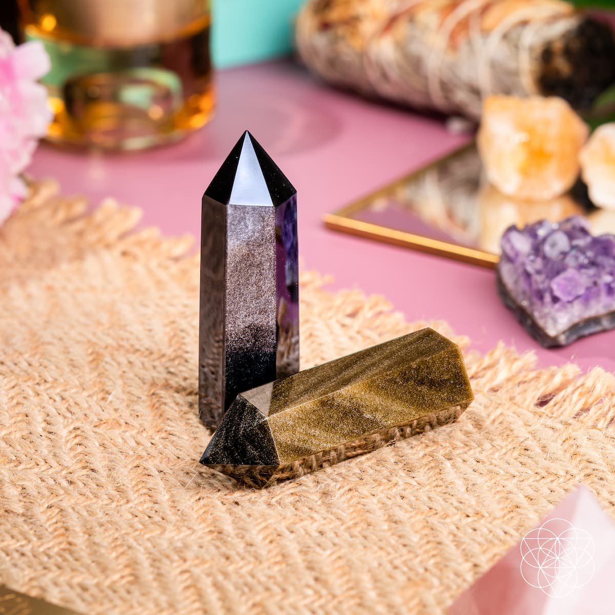 The Upper Hand – Gold & Silver Sheen Obsidian Points | Home Decoration | Wiccan Center
