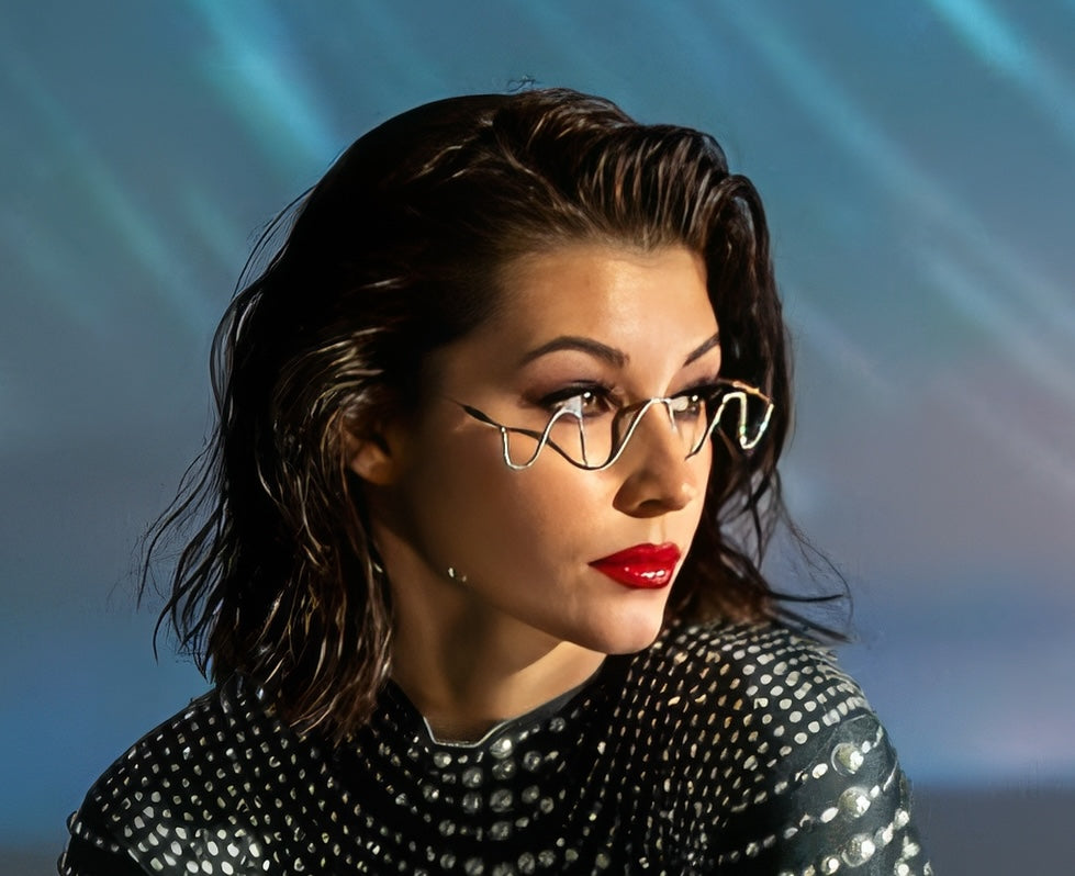 Hyperspace Squiggle Face Jewelry | Rhinestone Glassless Glasses | | Wiccan Center