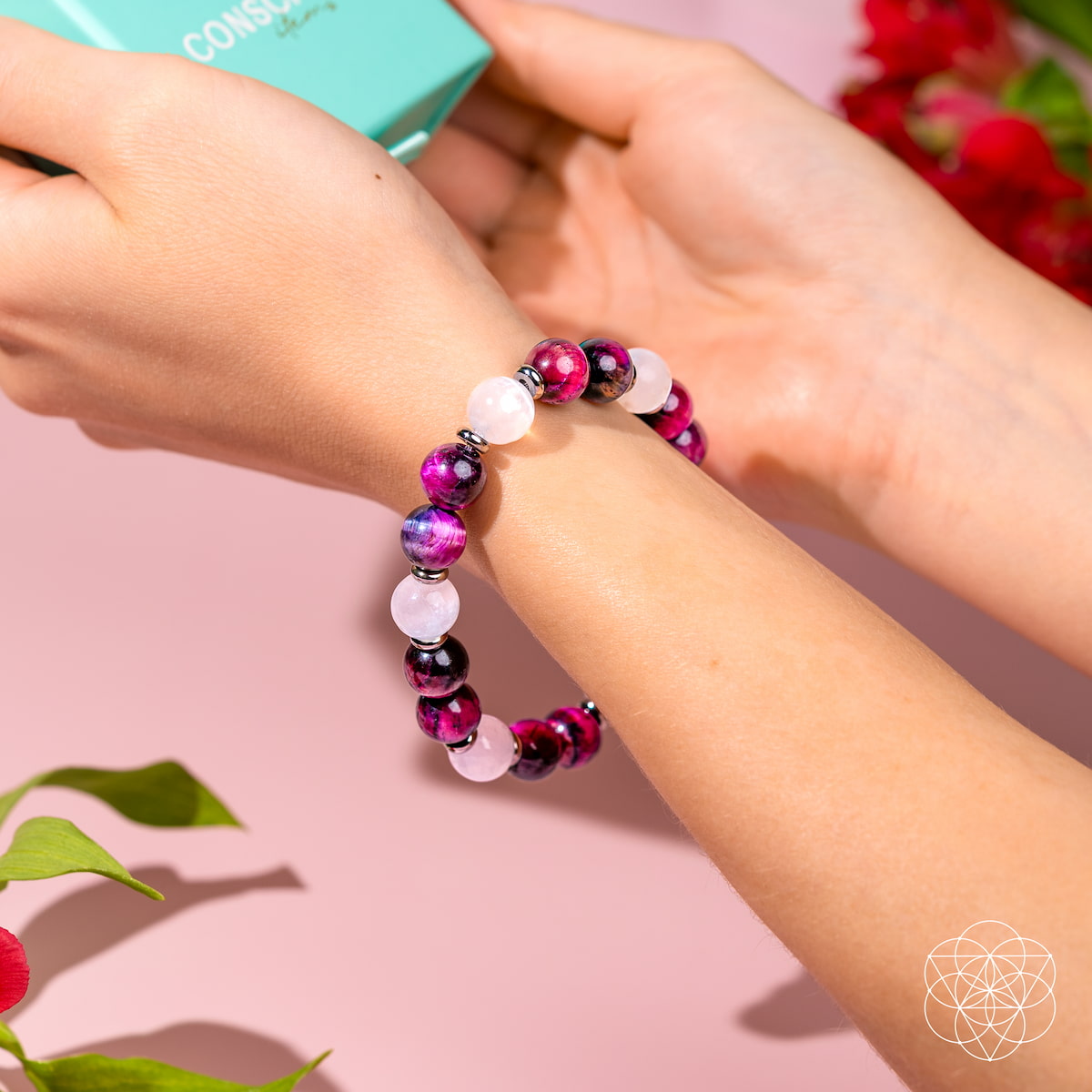 Shape Your Future – Pink Galaxy Tiger’s Eye Bracelet | Bracelet | Wiccan Center