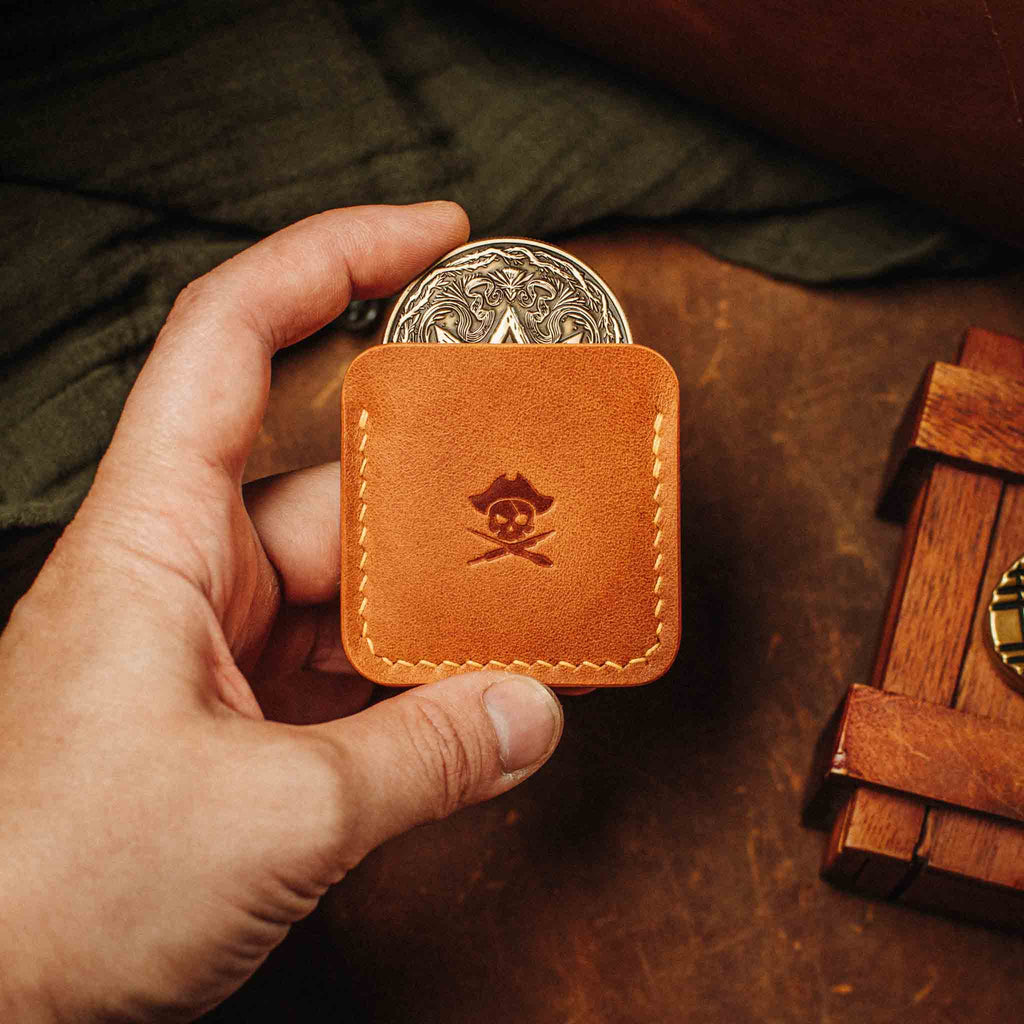 Pirate Goods Peso Pocket v3 Coin Holder – Leather Challenge Coin Case for EDC | Wallet | Wiccan Center