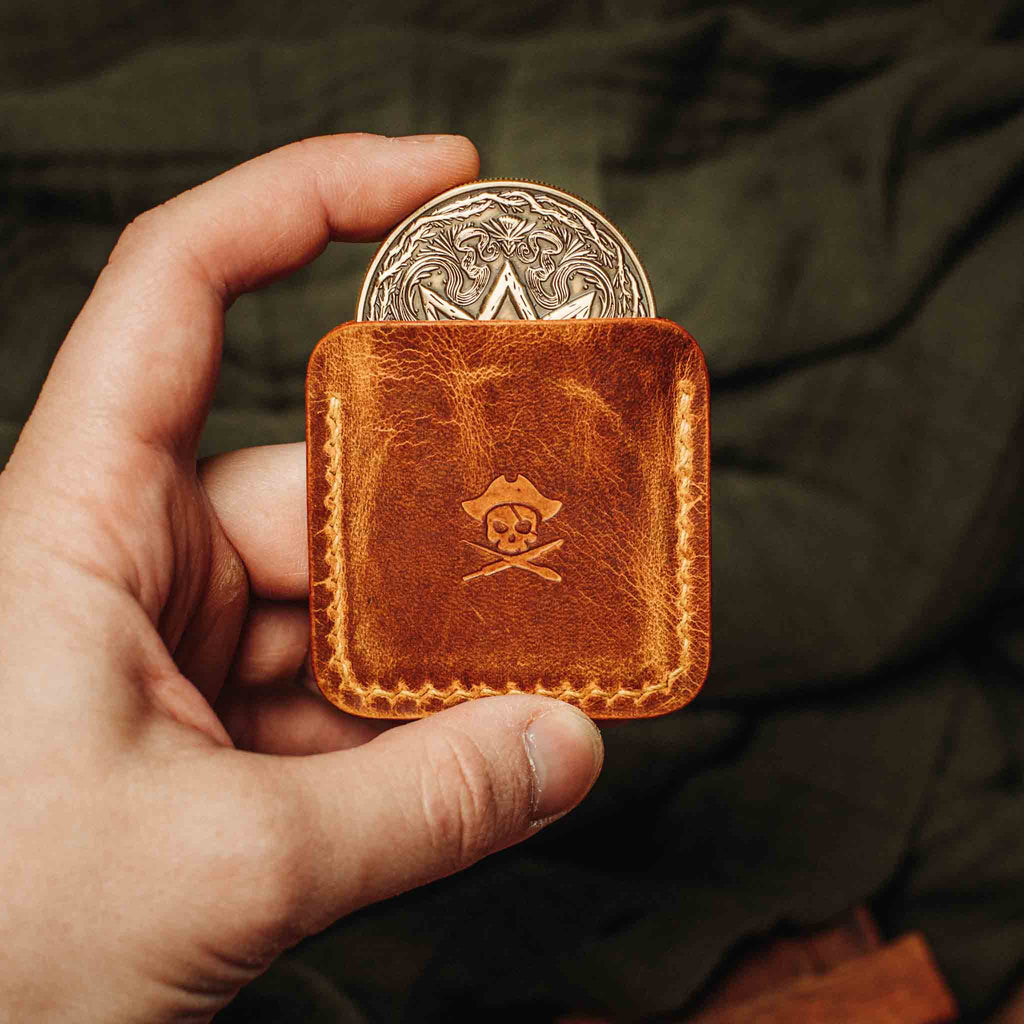 Pirate Goods Peso Pocket v3 Coin Holder – Leather Challenge Coin Case for EDC | Wallet | Wiccan Center