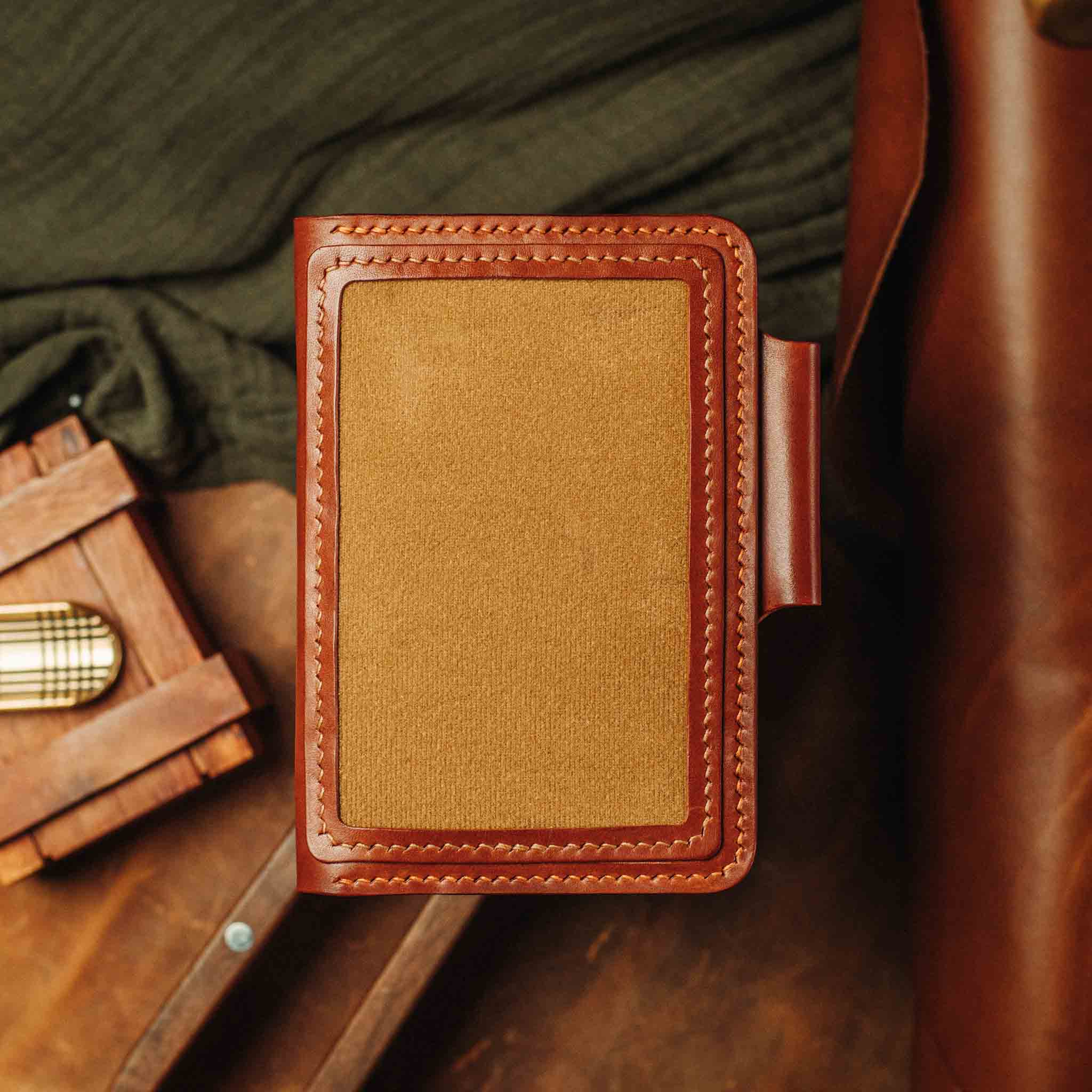 Pirate Goods Quartermaster v2 Passport Wallet – Leather Travel EDC Organizer with Velcro Panel & Field Notes Holder | Bifold Velcro Wallet | Wiccan Center