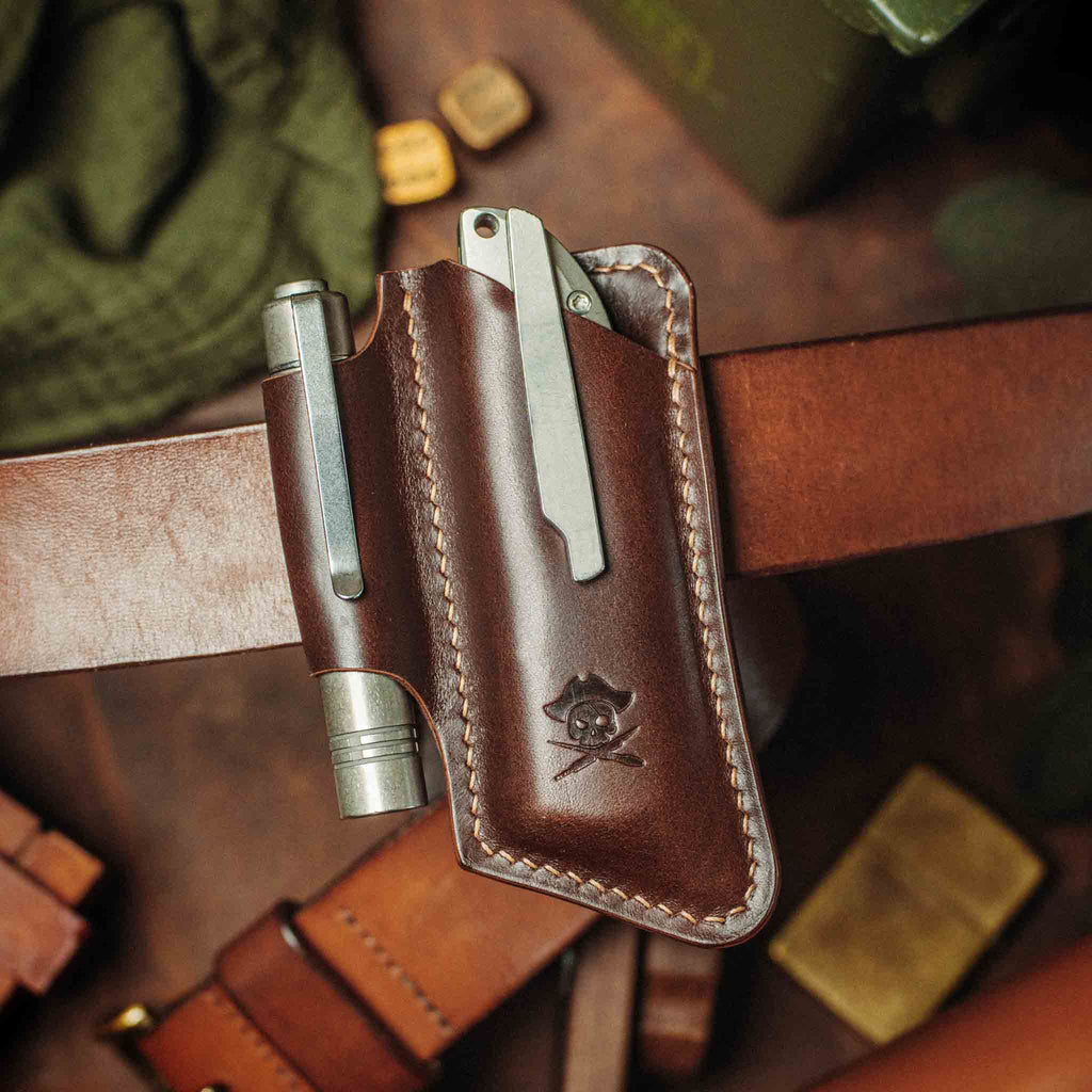 Pirate Goods Sailor v4 Knife Sheath – Leather EDC Belt Knife Holder | Belt Organizer | Wiccan Center