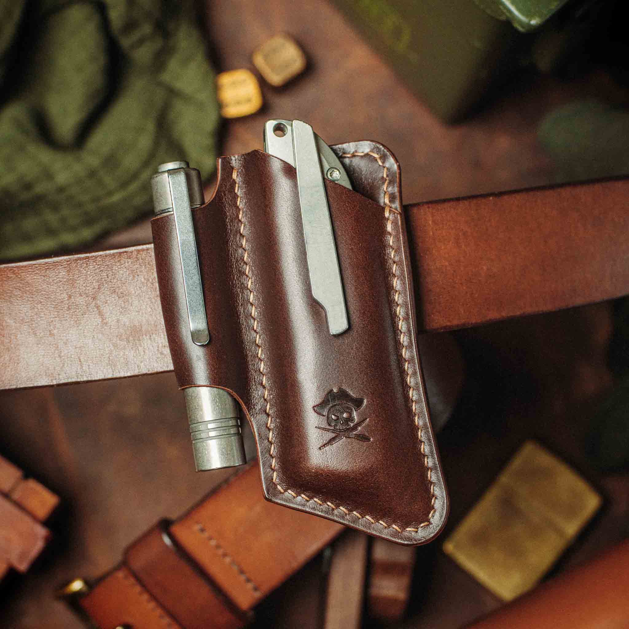 Pirate Goods Sailor v4 Knife Sheath – Leather EDC Belt Knife Holder | Belt Organizer | Wiccan Center