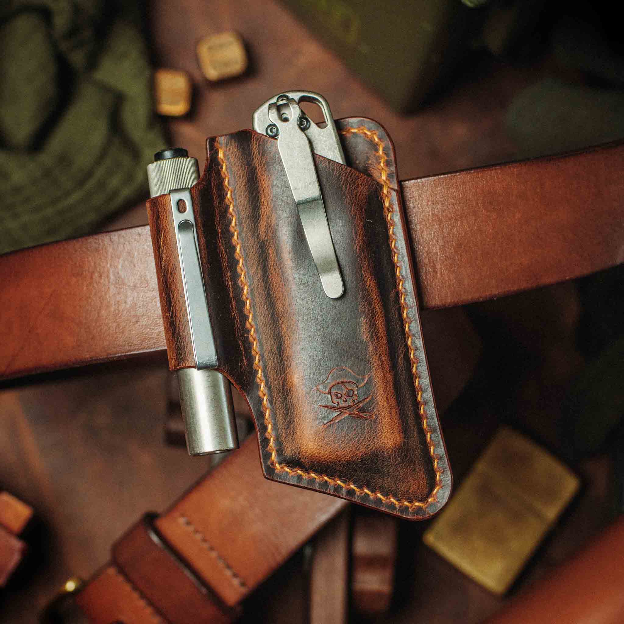 Pirate Goods Sailor v4 Knife Sheath – Leather EDC Belt Knife Holder | Belt Organizer | Wiccan Center