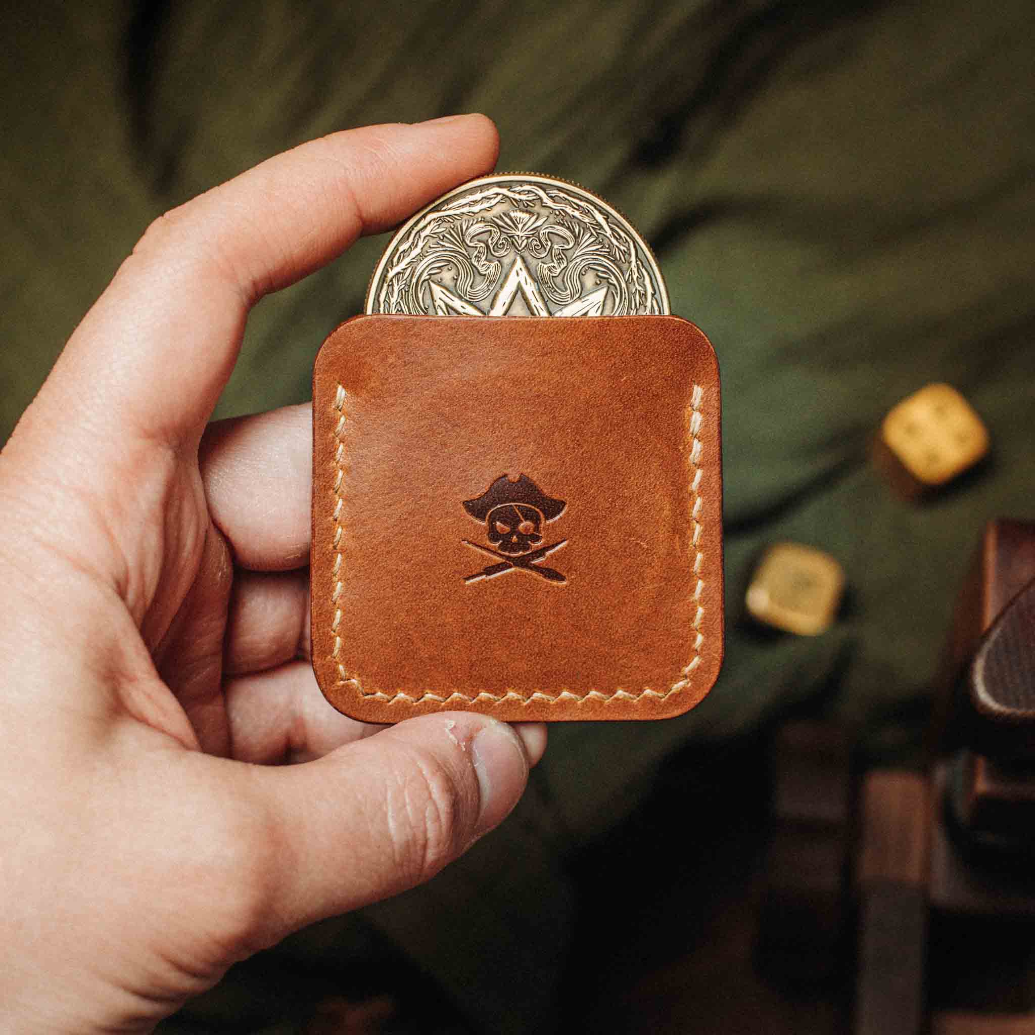 Pirate Goods Peso Pocket v3 Coin Holder – Leather Challenge Coin Case for EDC | Wallet | Wiccan Center