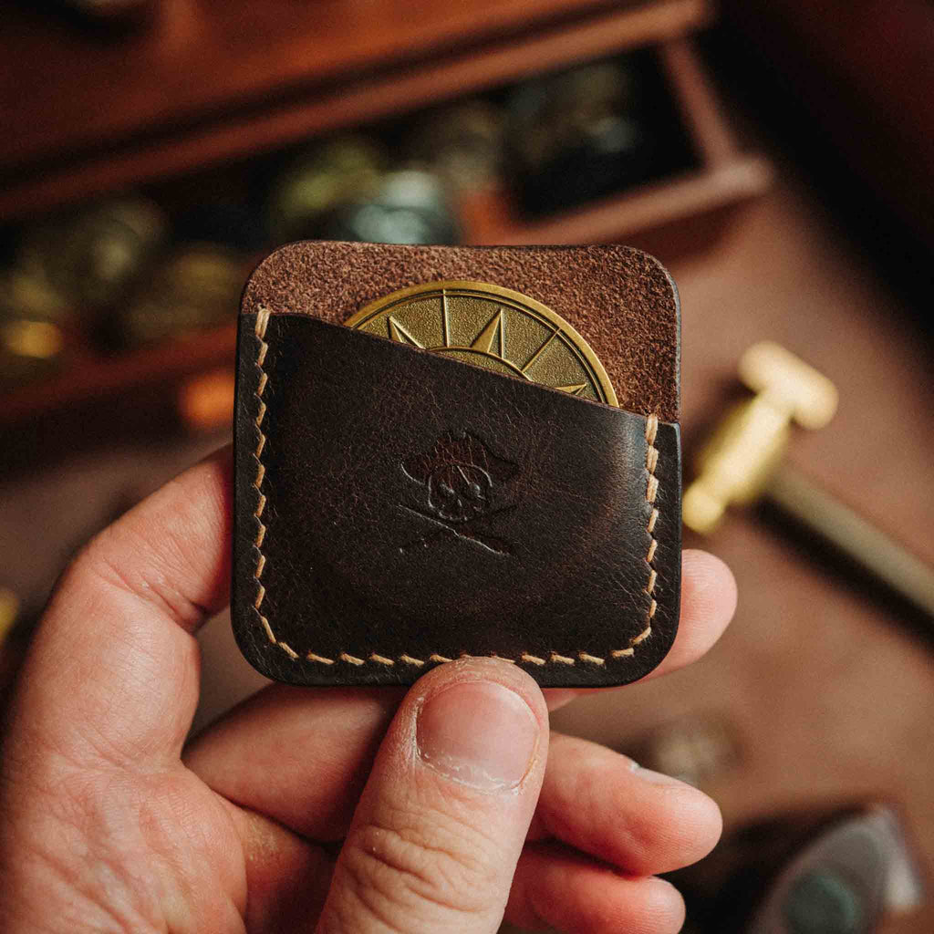 Peso Pocket – Leather Challenge Coin Slip | Pirate Goods | Wallet | Wiccan Center