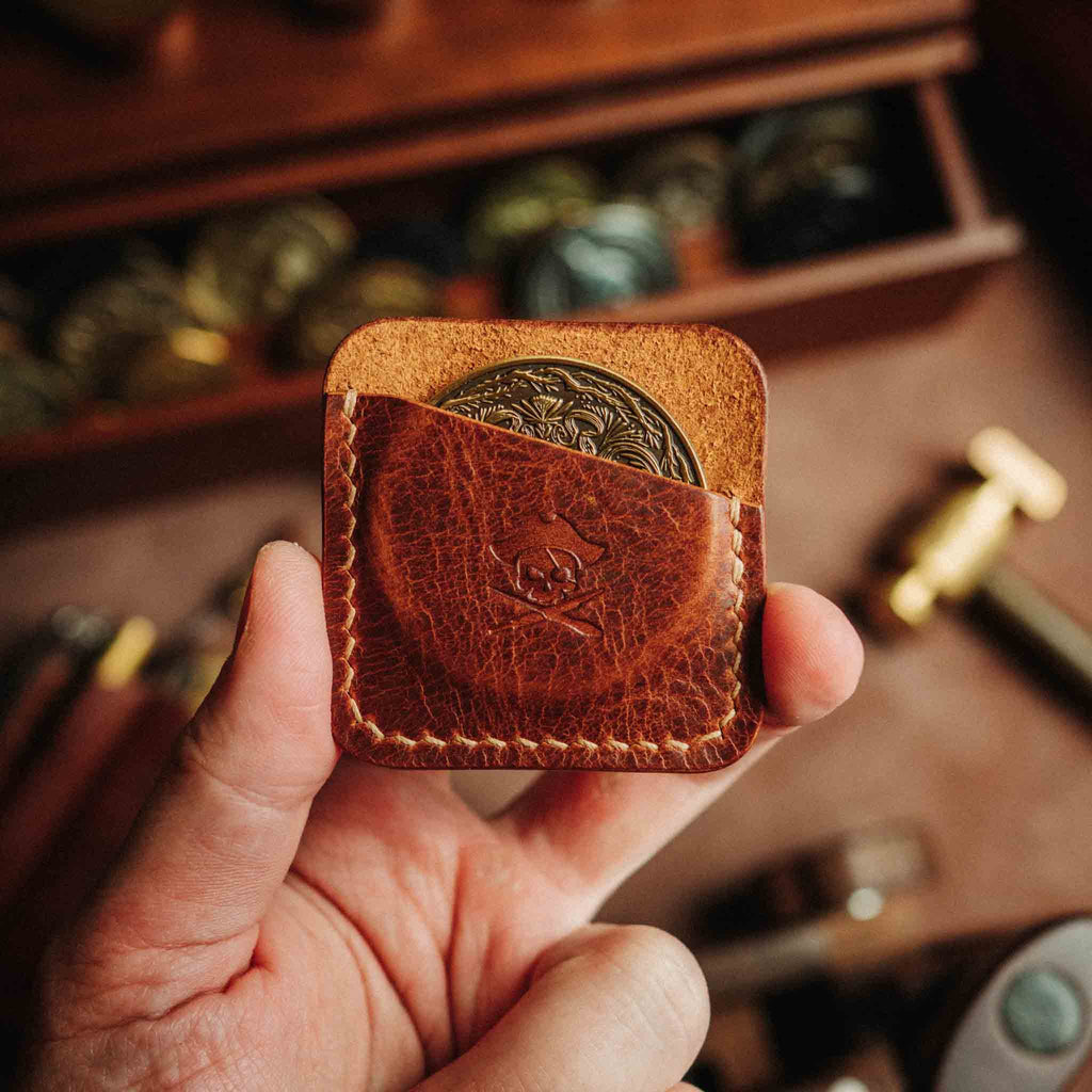 Peso Pocket – Leather Challenge Coin Slip | Pirate Goods | Wallet | Wiccan Center