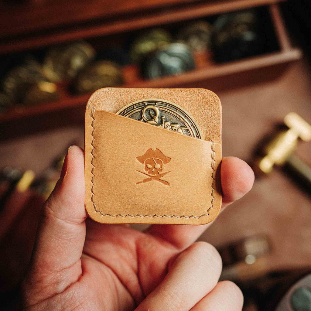Peso Pocket – Leather Challenge Coin Slip | Pirate Goods | Wallet | Wiccan Center