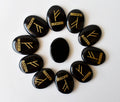 Natural Black Agate Flat Stones, Oval Engraved Success Crystals (Success and Goals) | | Wiccan Center