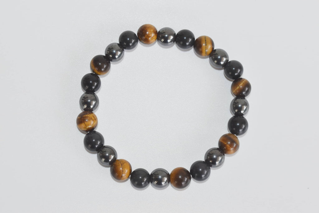 TRIPLE PROTECTION Crystal Bracelet (Tiger Eye, Black Obsidian, Hematite)