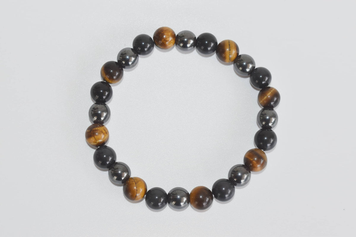 TRIPLE PROTECTION Crystal Bracelet (Tiger Eye, Black Obsidian, Hematite)