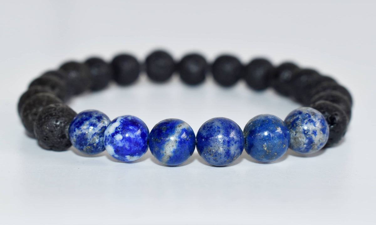 Lava Diffuser Bracelet, Lava with Lapis Lazuli Beads Diffuser Jewelry, Aromatherapy, Essential Oil Bracelet, Spiritual Gift, Yoga Gift for Her
