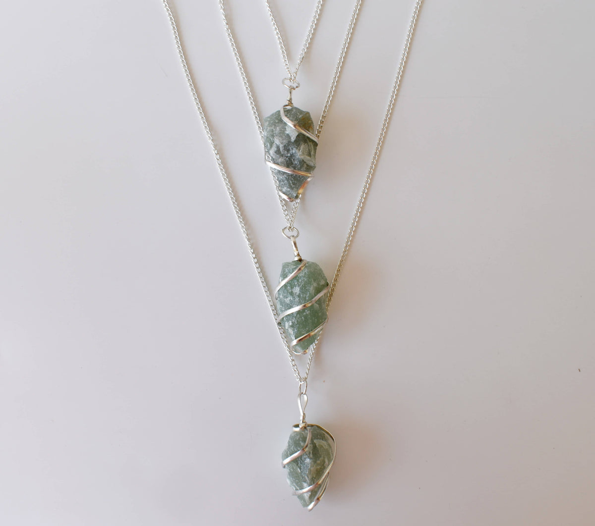 Green Aventurine Raw Gemstone Pendant, Wire Wrapped Crystal Stone Pendant | | Wiccan Center
