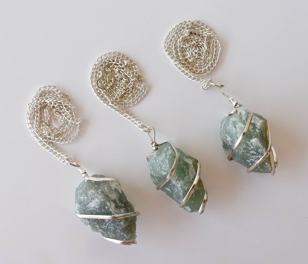 Green Aventurine Raw Gemstone Pendant, Wire Wrapped Crystal Stone Pendant | | Wiccan Center